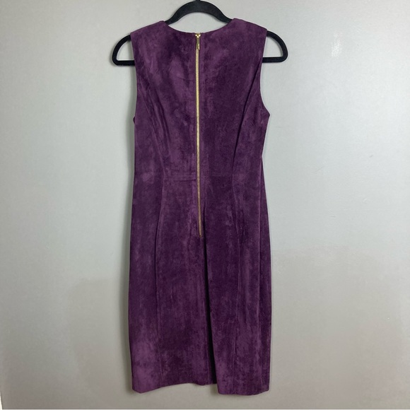 Calvin Klein faux suede / leather dress sheath work office purple size 6 - Picture 6 of 11